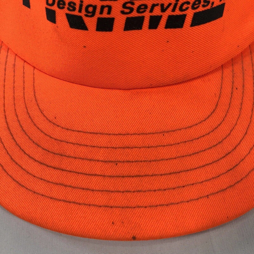 VINTAGE PRIME DESIGN SERVICES HAT CAP SNAPBACK NEON ORANGE USA MADE TRUCKER OSFM - Picture 3 of 14